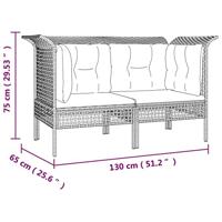 Tuinhoekbanken met kussens 2 st poly rattan grijs - thumbnail