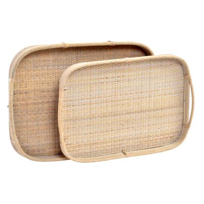 Set van trays DKD Home Decor Bruin Rotan (51.5 x 36 x 7.5 cm) (44.5 x 31.5 x 6 cm) (2 pcs)
