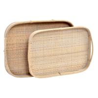 Set van trays DKD Home Decor Bruin Rotan (51.5 x 36 x 7.5 cm) (44.5 x 31.5 x 6 cm) (2 pcs) - thumbnail