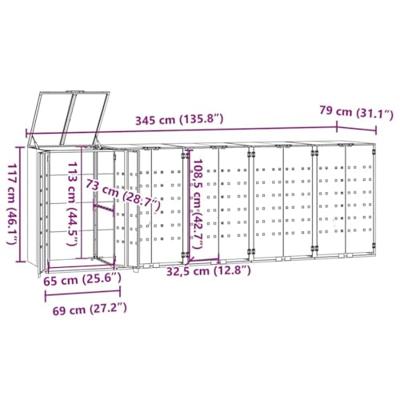 Containerberging 5 containers 345x79x117 cm staal antraciet
