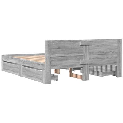Bedframe met hoofdeinde bewerkt hout grijs sonoma 160x200 cm