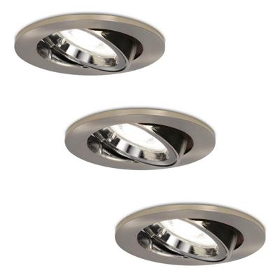 Set van 3 Lublin LED inbouwspots - 4 Watt 345 Lumen - 6500K Daglicht wit - GU10 - Dimbaar - Rond - Kantelbaar - IP20 Stofdicht - RVS