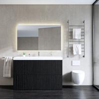 Onderkast Gliss Design Hades 2 Softclose Laden 140x84.5x45cm Houtskool Eiken (wastafel keuze) - thumbnail