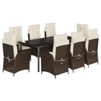 9-delige Tuinset met kussens poly rattan bruin - thumbnail