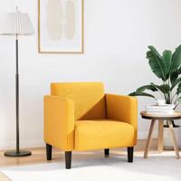 Fauteuil met armleuningen 54 cm corduroy stof lichtgeel - thumbnail