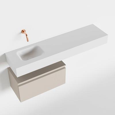 MONDIAZ ANDOR 60cm toiletmeubel linen. LEX 120cm wastafel talc links geen kraangat MONDIAZ ANDOR 60cm toiletmeubel linen. LEX 120cm wastafel talc links geen kraangat
