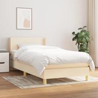 Boxspring met matras stof crèmekleurig 90x190 cm - thumbnail