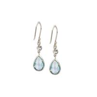 Zilveren Oorbellen Topaas Blauw - 925 Sterling - thumbnail