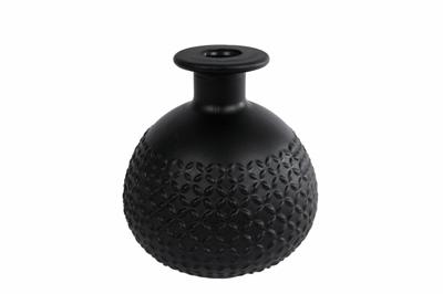 Vaas Diamond Bol Mat Zwart Glas 11x11x12cm