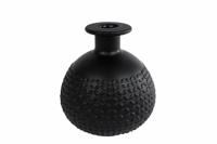 Vaas Diamond Bol Mat Zwart Glas 11x11x12cm - thumbnail