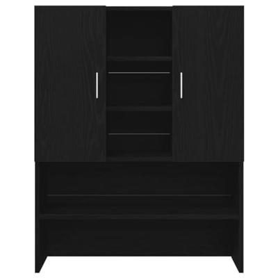 Wasmachinekast 70,5x25,5x90 cm zwart eikenkleurig