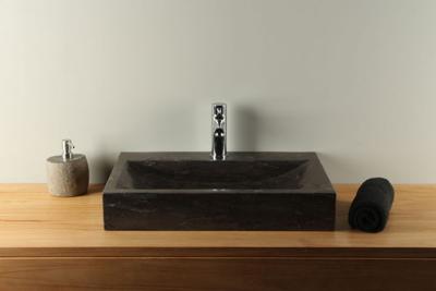 Waskom Natuursteen Hardsteen Rechthoek 60x40 cm Met Kraangat | BE-001mk