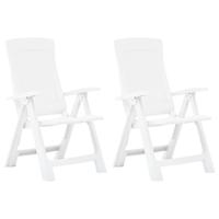 Tuinstoelen 2 st verstelbaar kunststof wit - thumbnail