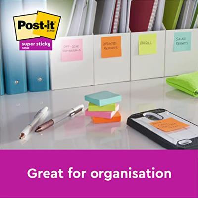 Post-it Super Sticky Z-notes Boost, 90 vel, ft 76 x 76 mm, geassorteerde kleuren, pak van 5 blokken