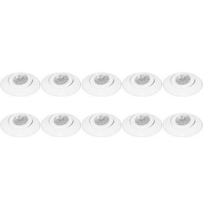 Spot Armatuur 10 Pack - Pragmi Nivas Pro - GU10 Inbouwspot - Rond - Wit - Aluminium - Trimless - Kantelbaar - Ø150mm