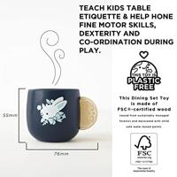 Houten servies Blauw/Wit (10-delig) - thumbnail