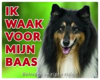 Schotse Herder / Collie Waakbord - Ik waak Zwart - thumbnail