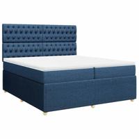 Boxspring met matras stof blauw 200x200 cm - thumbnail