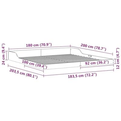 Bedframe Wit 180 x 200 cm Massief grenenhout