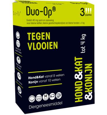 Duo-Op spot-on anti-vlooienmiddel voor hond, kat en konijn 40 mg (tot 4 kg) 2 x 3 pipetten