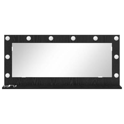 VidaXL Schmink spiegel rechthoekig zwart eiken 100 x 45 x 18 cm