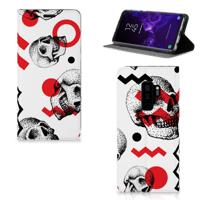 Mobiel BookCase Samsung Galaxy S9 Plus Skull Red - thumbnail
