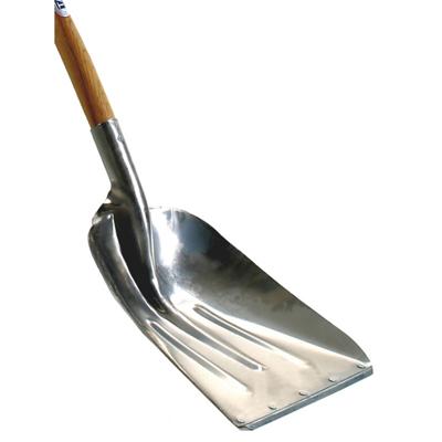 Schop 36 cm aluminium met slijtstrip en houten steel 130 cm Schop 36 cm aluminium met slijtstrip en houten steel 130 cm