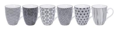 Porseleinen Mokkenset Nippon Black - Tokyo Design Studio - 6 stuks - 380ml - 8.5 x 10.2cm