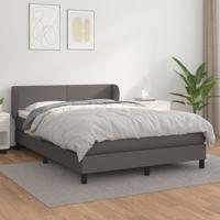 Boxspring met matras kunstleer grijs 140x190 cm - thumbnail
