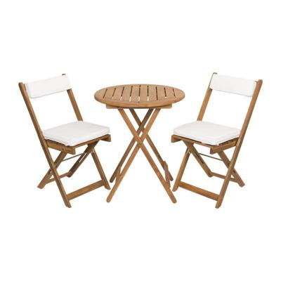 Tuinset Kreta met kussens - rond - set van 3 - bruin/wit Tuinset Kreta met kussens - rond - set van 3 - bruin/wit