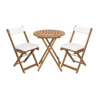 Tuinset Kreta met kussens - rond - set van 3 - bruin/wit - thumbnail