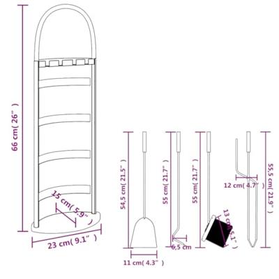 VidaXL 5-delige openhaardgereedschapset 23x15x66 cm staal - thumbnail