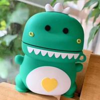 Universele draadloze paar groen roze dinosaurus Bluetooth hoofdtelefoon houder voor Apple AirPods 1/2 (groen) - thumbnail