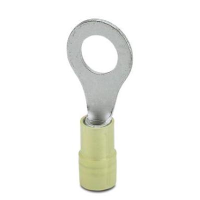 Phoenix Contact 3241213 Ringkabelschoen Dwarsdoorsnede (max.): 6 mm² Schachtdiameter: 8.40 mm Deels geïsoleerd Geel 100 stuk(s)
