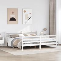 Bedframe met hoofdeinde zonder matras 200x200 cm wit - thumbnail