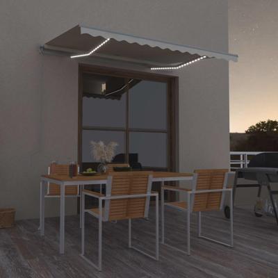 Luifel handmatig uittrekbaar met LED 300x250 cm crèmekleurig