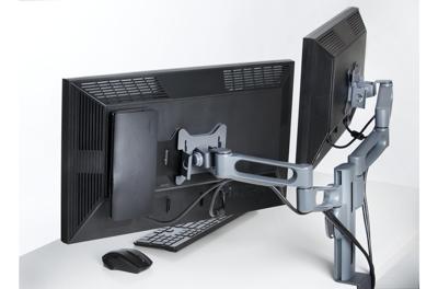SmartFit Dual Monitor Arm Mount - Bevestigingskit (bureauklembevestiging, 2 beeldschermarmen) - voor 2 LCD-schermen - donkergrijs - desktop SmartFit Dual Monitor Arm Mount - Bevestigingskit (bureauklembevestiging, 2 beeldschermarmen) - voor 2 LCD-schermen - donkergrijs - desktop