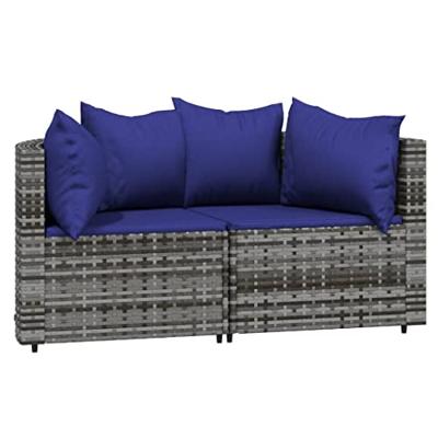 3-delige Loungeset met kussens poly rattan grijs 3-delige Loungeset met kussens poly rattan grijs