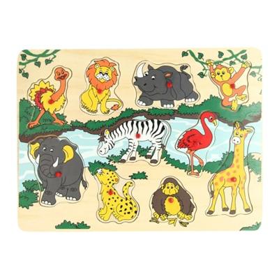 Playwood Houten noppenpuzzel wilde dieren, 10st. Playwood Houten noppenpuzzel wilde dieren, 10st.