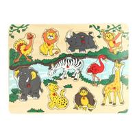 Playwood Houten noppenpuzzel wilde dieren, 10st. - thumbnail