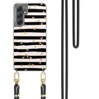 Samsung Galaxy A34 hoesje met zwart koord - Hart streepjes - thumbnail