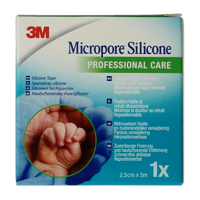 3M Micropore silicone hechtpleister 2.5cm x 5m 1 Stuks - thumbnail