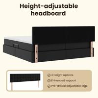 Opbergbed met LED met matras Zwart 200 x 200 cm Nep Leer - thumbnail