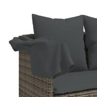 5-delige Loungeset met kussens poly rattan grijs - thumbnail