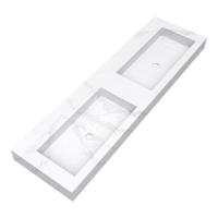 Brauer Coral Wastafel - 160 cm - met 2 Spoelbakken en 0 Kraangaten - Marmerlook Calacatta Gold - thumbnail