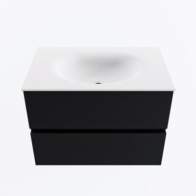 MONDIAZ VICA 70cm badmeubel onderkast Urban 2 lades. Wastafel MOON midden 1 kraangat, kleur Talc.