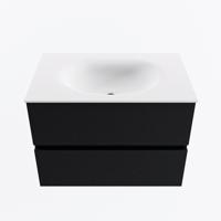 MONDIAZ VICA 70cm badmeubel onderkast Urban 2 lades. Wastafel MOON midden 1 kraangat, kleur Talc. - thumbnail