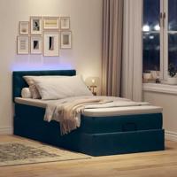 Ottoman bed met matras en LED's 100x200 cm fluweel donkerblauw - thumbnail