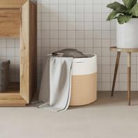 VidaXL Opbergmand ø 40x35 cm katoen beige en wit - thumbnail