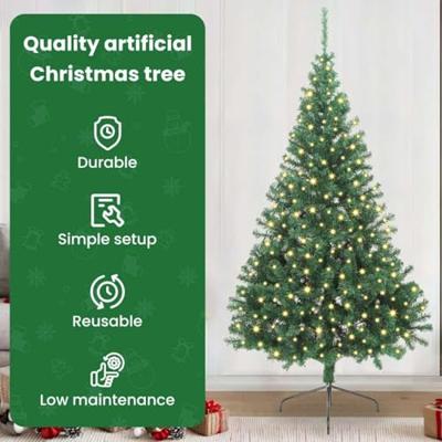 VidaXL Kunstmatig voorverlicht kerstboom met 300 led groen 240 cm pvc